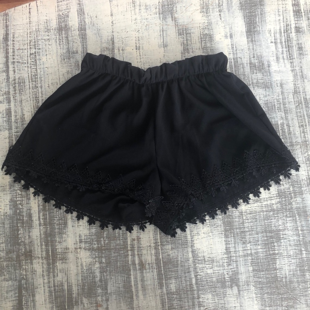 Black crepe shorts